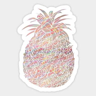 Brush Stroke Pink, Yellow and Blues Filled Pineapple Design Sticker